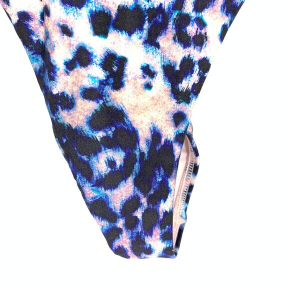 Victoria's Secret Swimsuit Women's S Leopard Print One-Piece Blue Lace Up Back - Picture 4 of 8